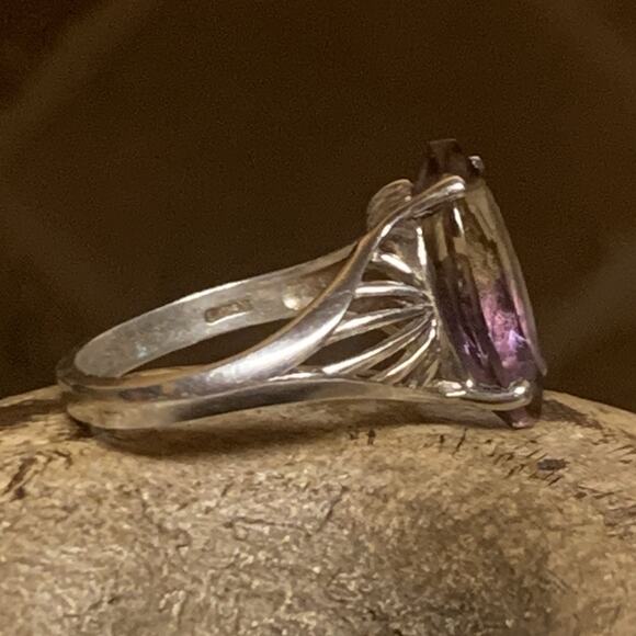 Sterling Silver and Ametrine (Citrine-Amethyst) Ring Size 9.75 Vintage - Picture 3 of 10